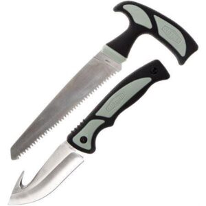 Battenfeld Old Timer Hunter combo knife with serrated blade and guthook, black and grey finish