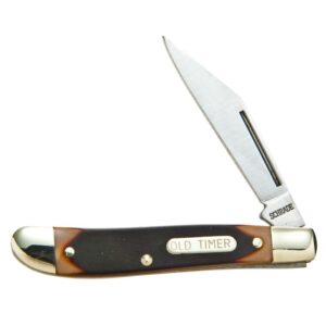 Battenfeld Old Timer folding knife, 2 3/4 inch clip blade, saw-cut Delrin handles, 3 inch closed