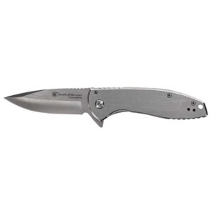Battenfeld Smith & Wesson KT Executive Platinum Folding Knife with 3-inch drop point blade open and closed