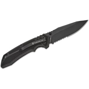 Smith & Wesson Special Ops folding knife, 3.5-inch black-coated clip point blade, textured black polymer handle