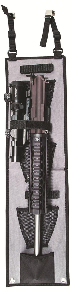 Lockdown Handgun and AR Upper Hanger in black/gray with heavy-duty mesh pockets