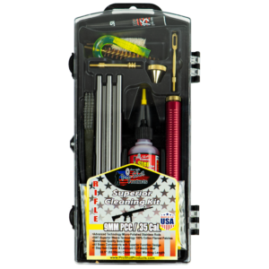 Pro-Shot 9mm Luger pistol-caliber carbine cleaning kit with rods, patches, brushes and cleaner