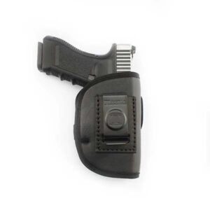 Tagua Leather Ecoleather Weightless 4-in-1 open top holster in black with steel clip