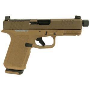 Ruger RXM 9mm Luger handgun 4.5 inch threaded barrel black slide tan frame with two 15-round magazines
