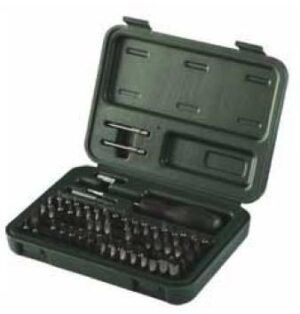 Weaver Gunsmith Multi-Bit Tool Kit with magnetic driver and 77 bits in green latched hard case