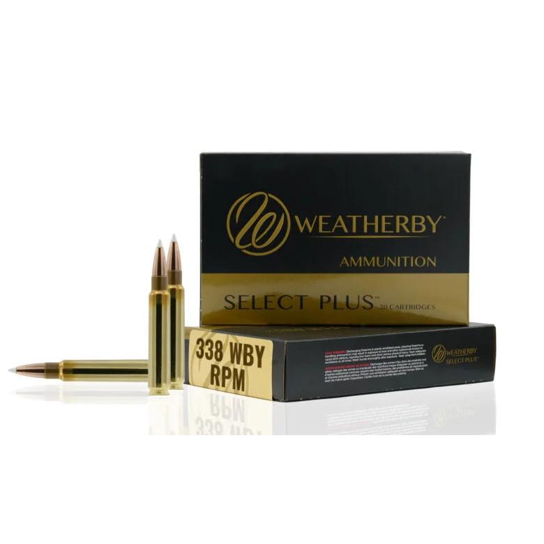 Weatherby .338 WBY RPM 225gr Barnes TTSX ammunition box and cartridges