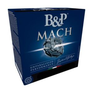 Box of 25 B&P Mach LV 12 gauge shotgun shells with #8 shot and Gordon Case technology
