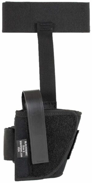 Blackhawk left-hand ankle holster Size 00 in black for 2-inch small-frame 5-shot revolvers