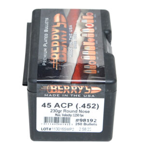 Berry's 230 gr .45 Cal (.452) plated round-nose bullets 250/box