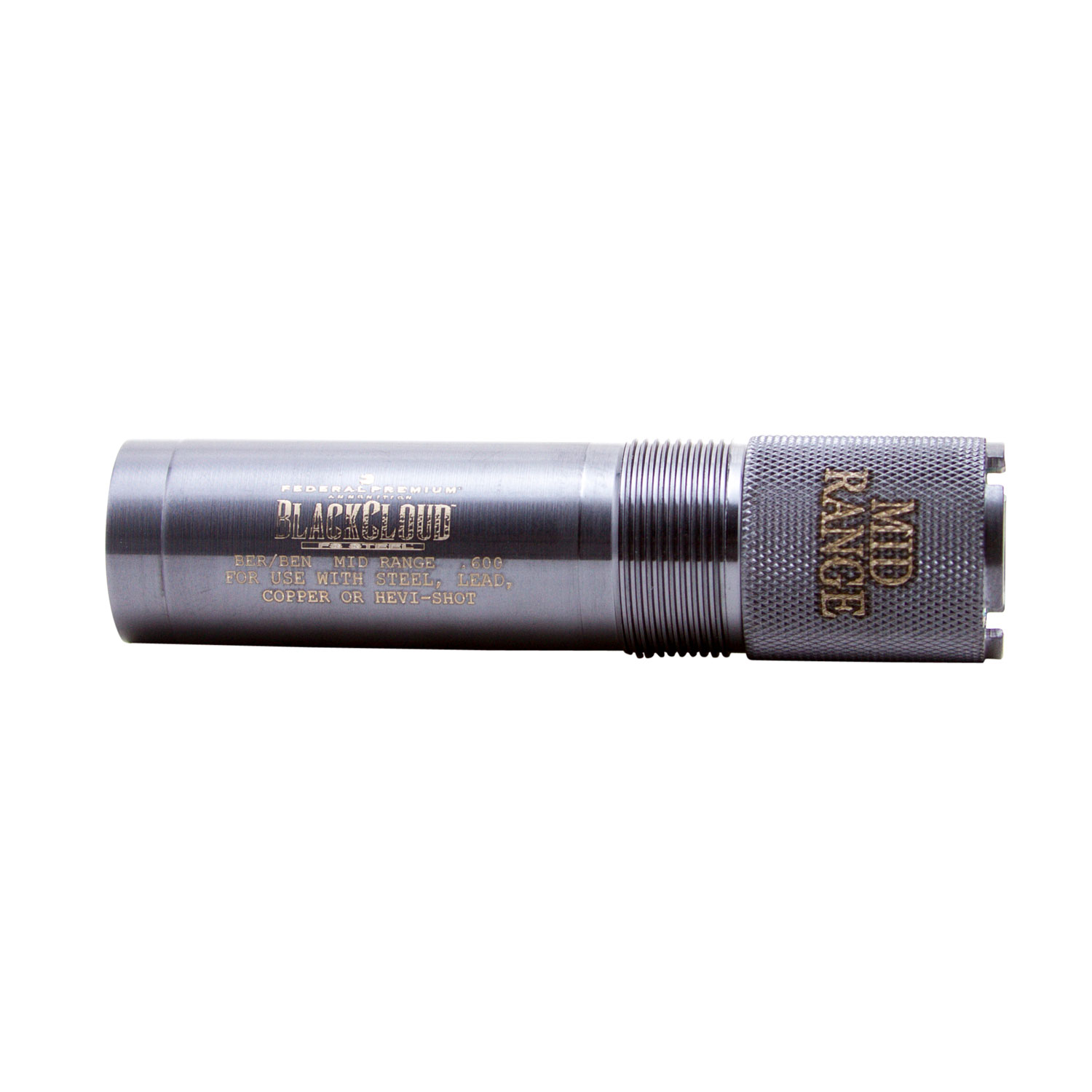 Carlson's 09022 Black Cloud 20 gauge mid-range choke tube with black titanium-coated extended knurled body