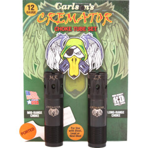 Carlson's Cremator ported mid and long range choke tubes for Remington 12 gauge, 2-pack, 17-4 stainless, black finish