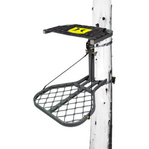 Hawk Rival Mirco Treestand aluminum frame with flip-up comfort mesh seat