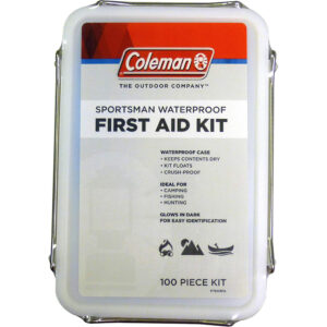 Coleman Sportsman waterproof 100-piece first aid kit with glow-in-the-dark label