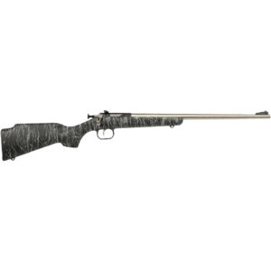 Keystone Crickett 22 LR bolt-action rifle with 16.1 inch stainless barrel and white webbed synthetic stock