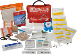 Adventure Medical Kits Sportsman 300 red first aid kit with removable trauma pack and organized pockets