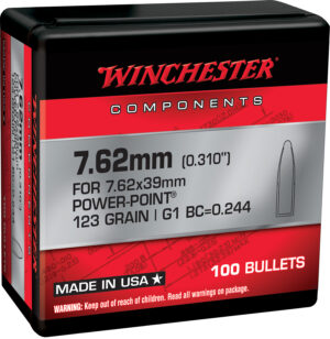 Winchester 7.62mm 123gr Power Point bullets - box of 100