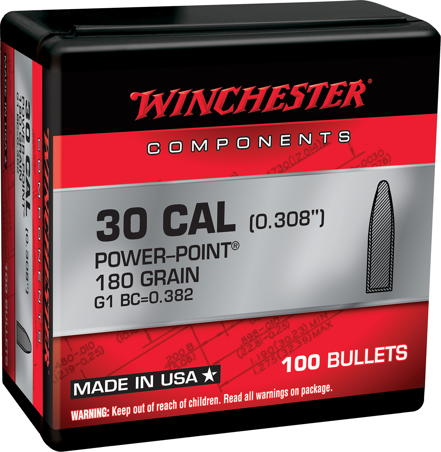 Winchester .308 180 gr Rifle Bullets - 100 ct - Alexander's