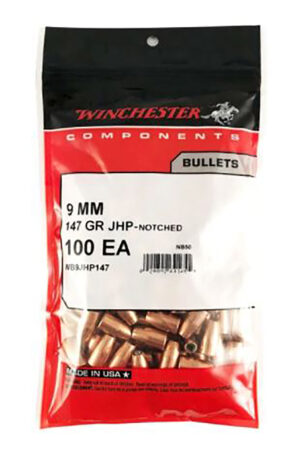 Winchester 9mm 147 gr jacketed hollow point reloading bullets, 500 per box