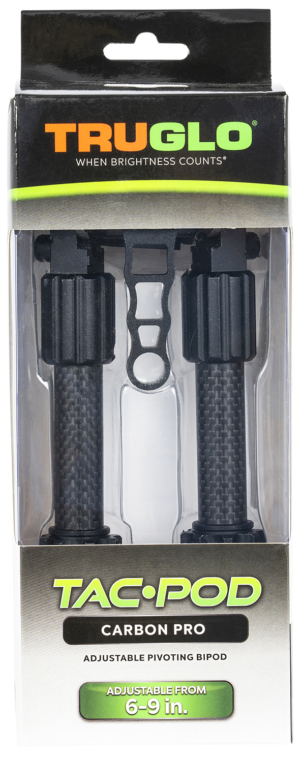 TruGlo TAC-POD carbon bipod 6-9 in. Picatinny mount with rubber feet