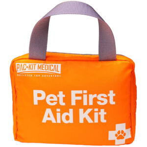 Pac-Kit Large Pet First Aid Kit in hi-visibility orange soft-sided zippered case with 48 pieces