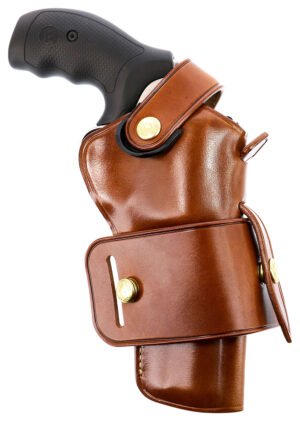 Galco Wheelgunner 2.0 tan leather OWB belt slide holster for 4-inch barrel revolvers