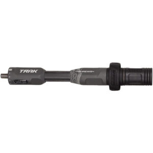 Shrewd TRAK Stabilizer Flint 8 in. mounted on bow showing modular weight and damper stack