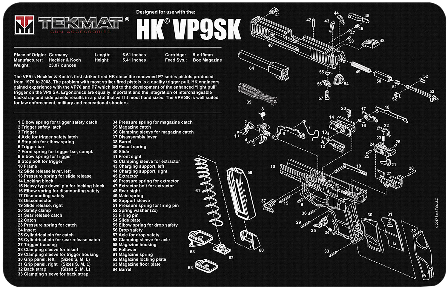 HK★即購入okページ TekMat TEKR17HKVP9SK HK VP9SK Cleaning Mat Black/White Rubber 11