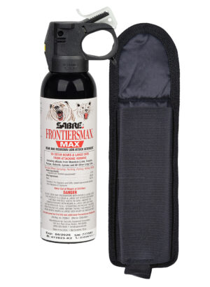 Sabre Frontiersman 7.9 oz bear and mountain lion spray canister with holster