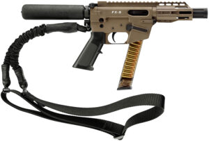 Freedom Ordnance FX9P 9mm AR pistol in Flat Dark Earth with faux suppressor