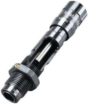 RCBS MatchMaster .22 GT micrometer seater die with deep blued finish and oversized adjustment knob