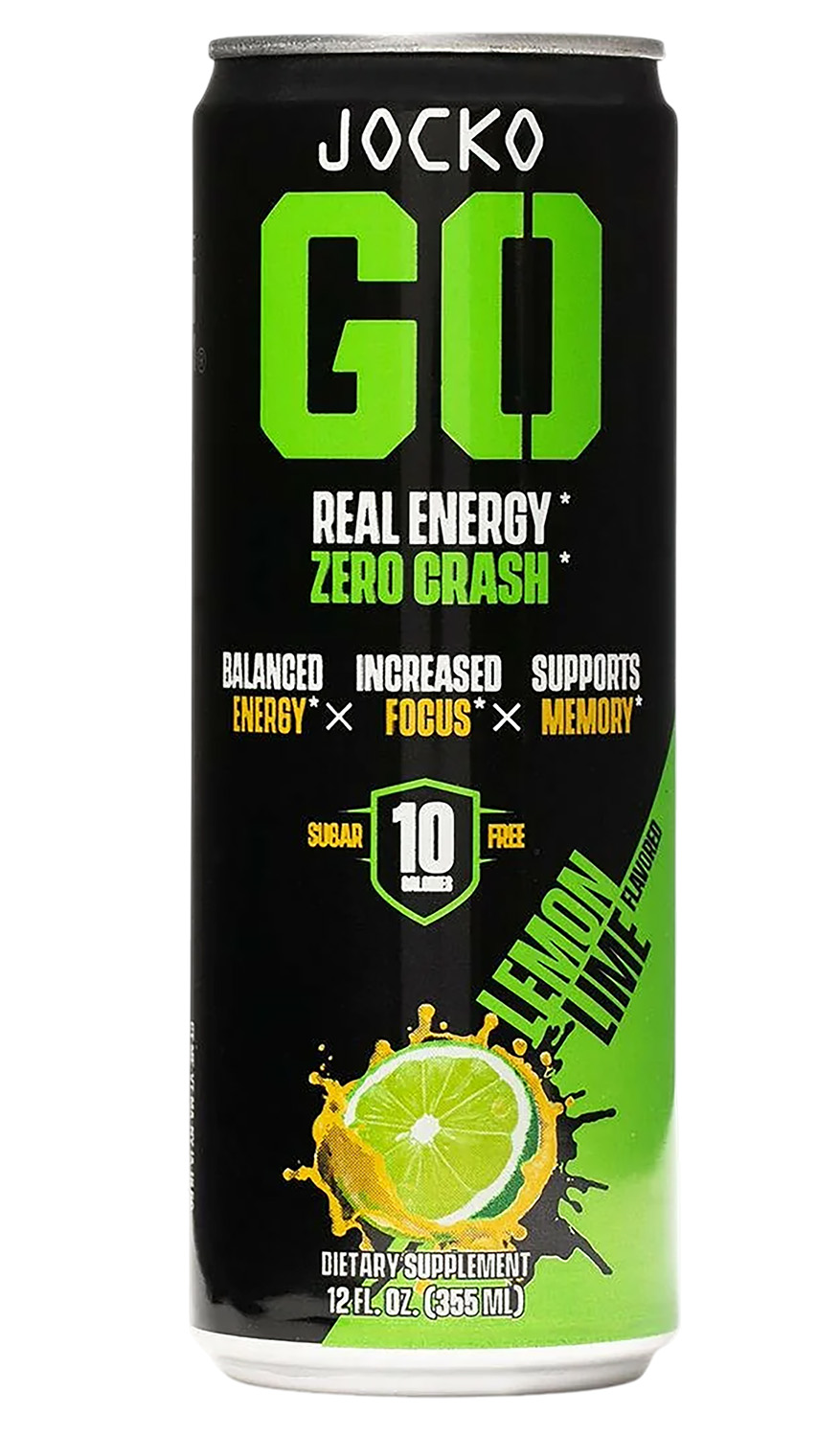 Jocko Fuel Lemon Lime energy drink 12 oz can, 12-pack