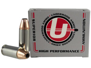 Box of Underwood .38 Super +P 124 grain XTP hollow point ammunition