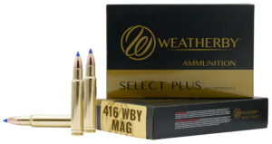 Box of Weatherby 416 Weatherby Magnum ammunition with Barnes Tipped TSX bullets