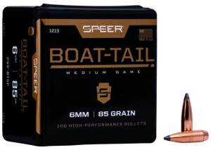 Speer 1213 6mm .243 85 gr Jacketed Soft Point Boat Tail bullets, 100 per box
