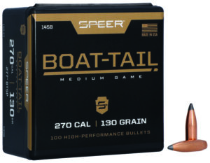 Speer 1458 130 gr Spitzer Boat-Tail Soft Point .270 cal bullets - 100 per box