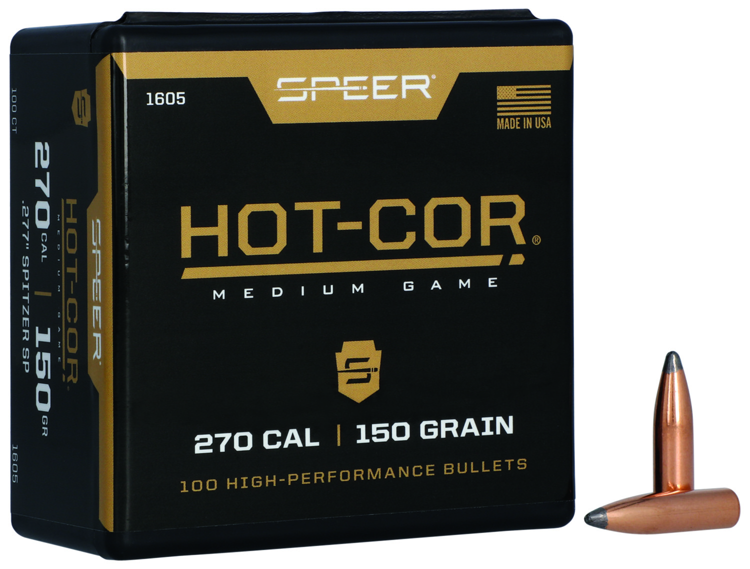 Speer Hot-Cor 150 gr .277 spitzer soft point bullets, 100 per box