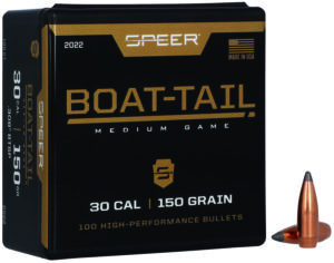 Speer 150 gr .308 Jacketed Soft Point Boat Tail rifle bullets, 100 per box