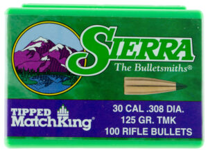 Sierra Tipped MatchKing .30 cal (.308) 125 gr reloading bullets 100 count