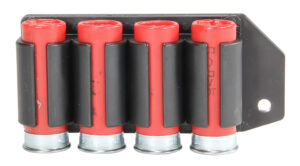 TacStar SideSaddle 4-shot shell carrier for Remington 870/1100/11-87 in black polymer with aluminum mounting plate