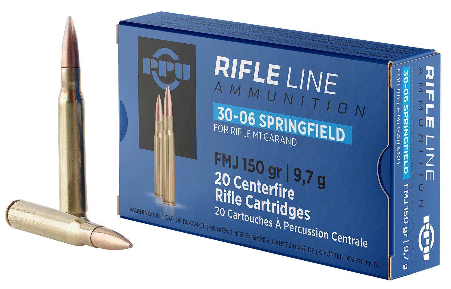 Box of PPU .30-06 Springfield 150 grain full metal jacket ammunition