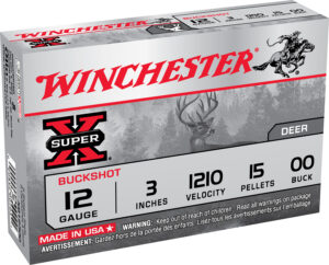 Box of Winchester Super X 12 gauge 3 inch 00 buck 15-pellet buffered buckshot shotgun shells