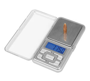 Frankford Arsenal DS-750 digital reloading scale with powder pan and carry bag
