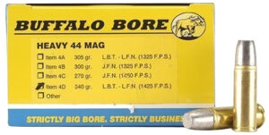 Buffalo Bore 4D20 .44 Magnum 340 gr Lead Flat Nose ammunition box, 20 rounds