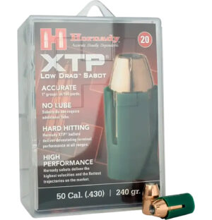 Hornady XTP 50 cal saboted muzzleloading bullets .44 cal 240 gr JHP 20 count box