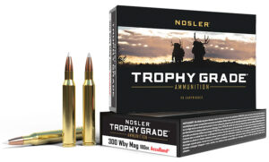 Box of Nosler Trophy Grade .300 Weatherby Magnum 180 grain AccuBond ammunition