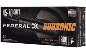 Box of Federal Fusion Subsonic .45-70 Govt 300gr ammunition for suppressed rifles
