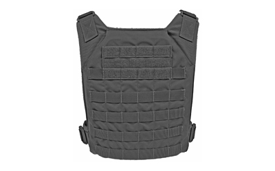 Grey Ghost Precision Minimalist Plate Carrier black front view with MOLLE webbing
