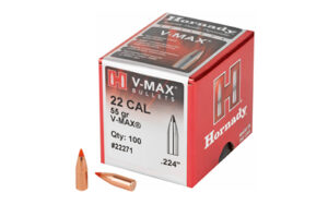 Hornady V-MAX .224 55gr polymer-tip bullets, 100 per box