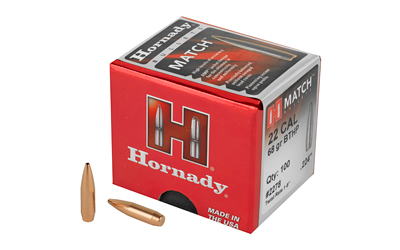 Hornady Match .224 caliber 68gr BTHP bullets, 100 per box