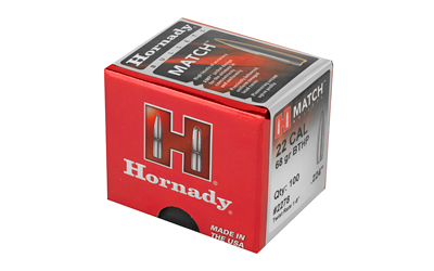 Hornady Match .224 caliber 68gr BTHP bullets, 100 per box